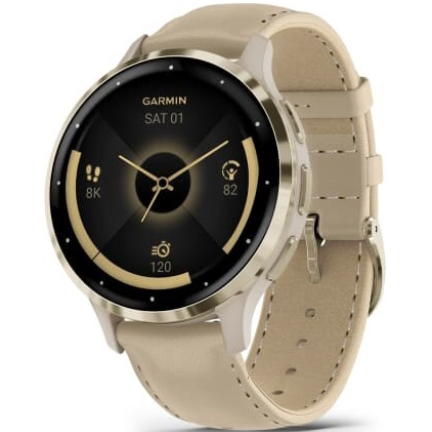 Garmin Venu 3S 41mm Soft Gold French Gray Leather (010-02785-55)